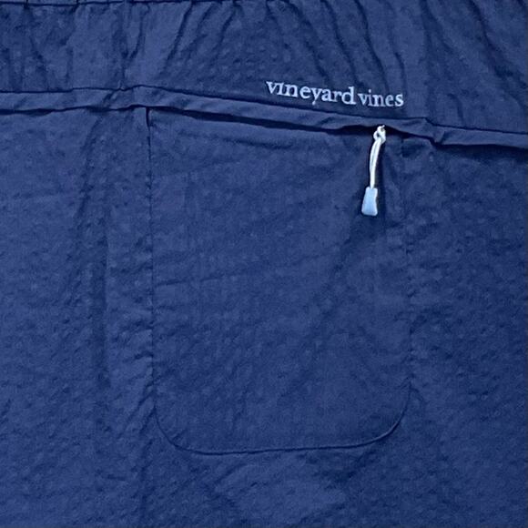 Vineyard Vines Performance Skirt Women's Size M Blue Seersucker Pockets Stretch - Picture 6 of 7